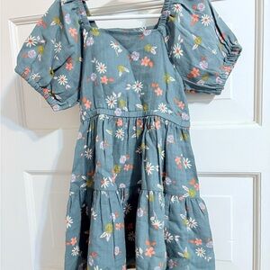 Floral Kids Dress in Green